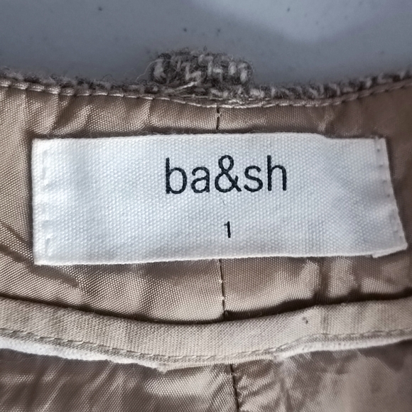 ba&sh 100% Wool Warm Lined Double Pleated Straight Leg Tan Pants Size S - Picture 6 of 16